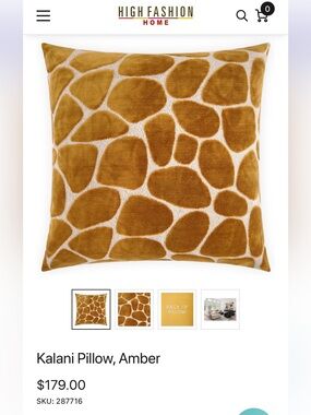 Kalani Amber Giraffe Velvet Throw Pillow